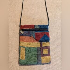 Vintage Danny K Geometric Patterned Fabric Crossbody Purse Bag